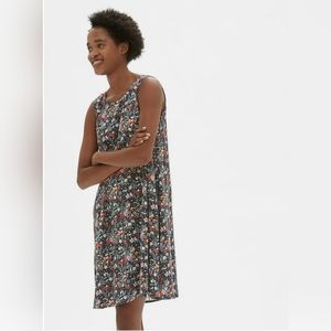 Gap Floral Print Dress Pockets Black Blue Red Women's Small